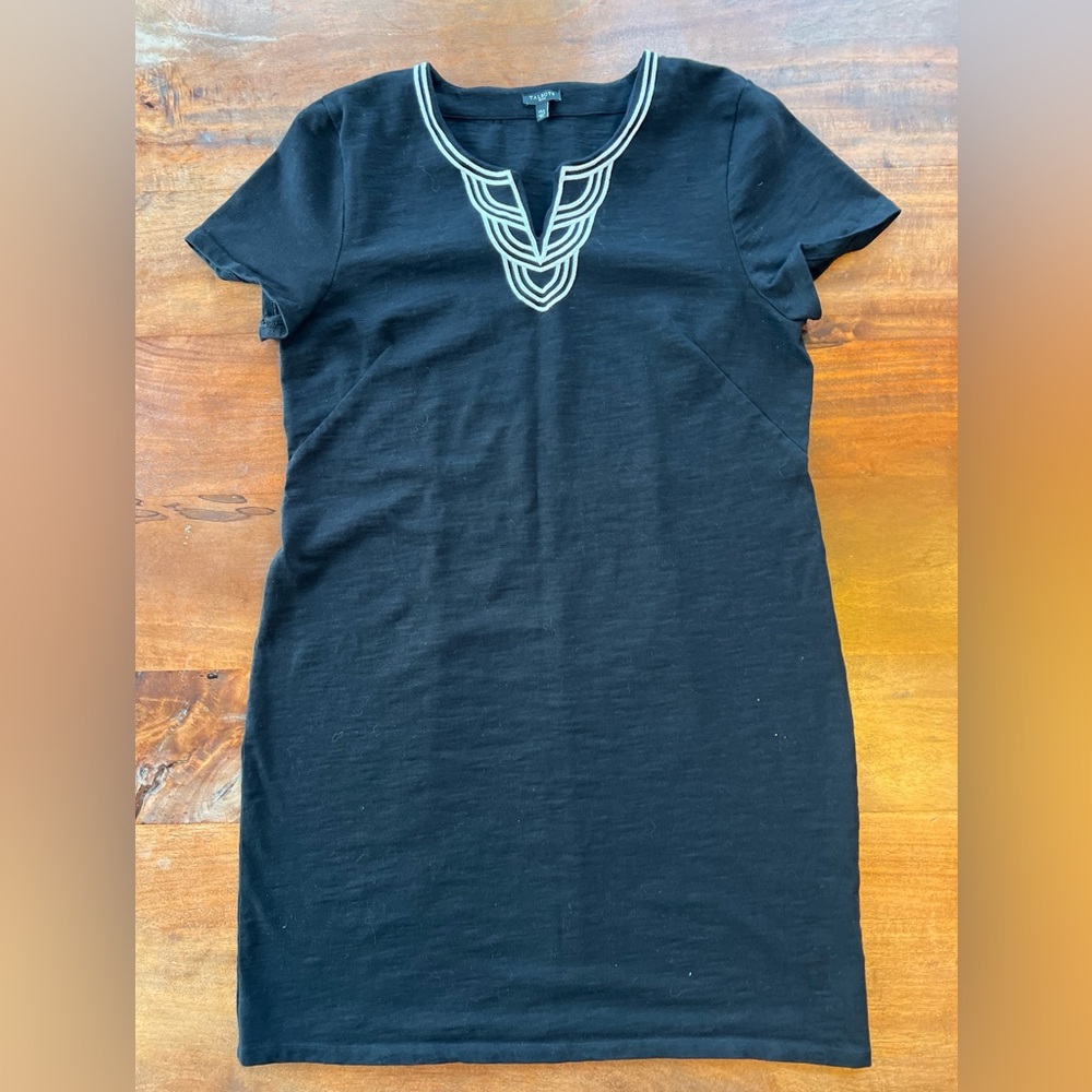 Talbots Petite XL Black Short Sleeve Shift Dress 100% Cotton